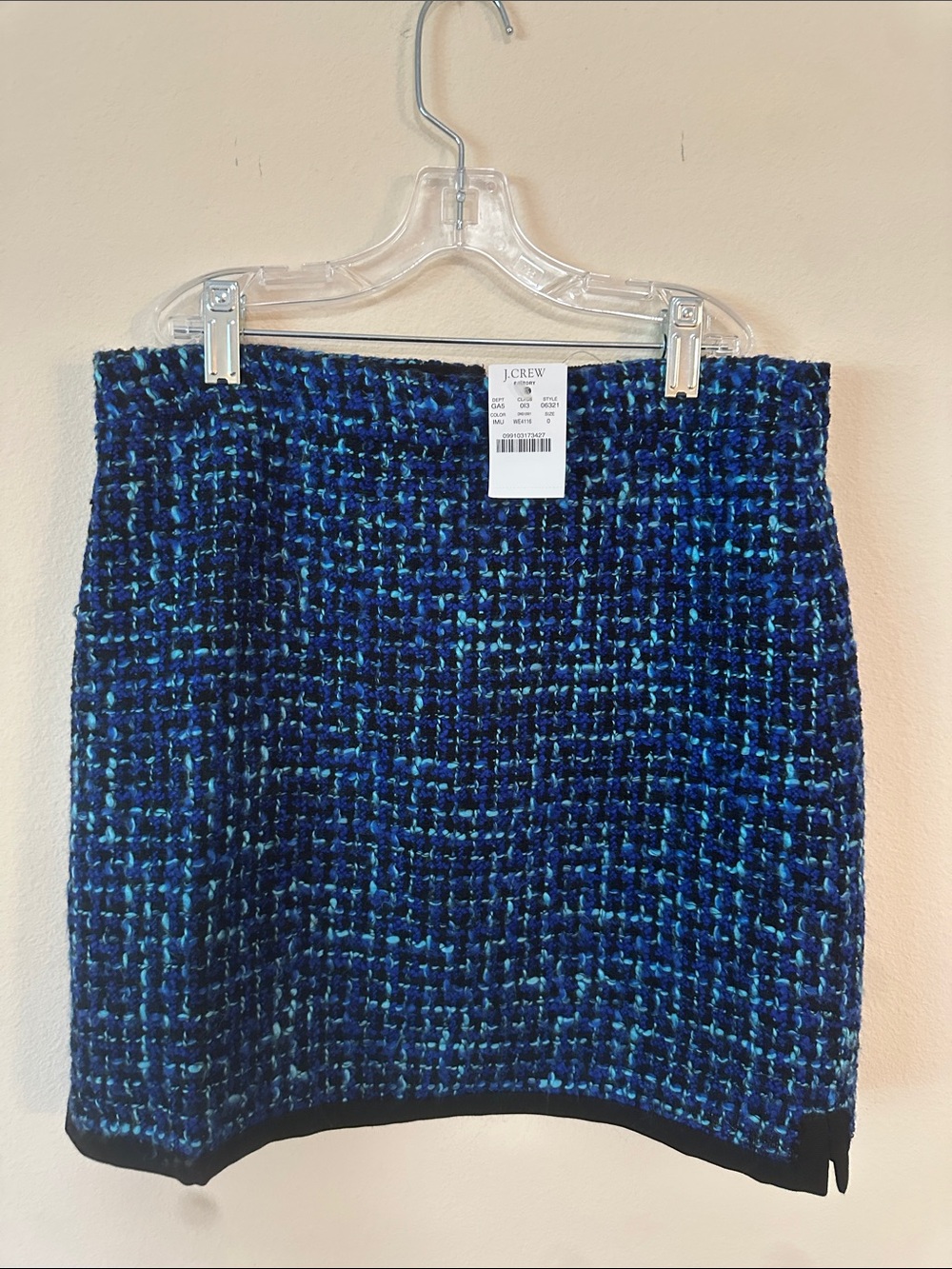 J. Crew Factory Navy and Teal Tweed Mini Skirt